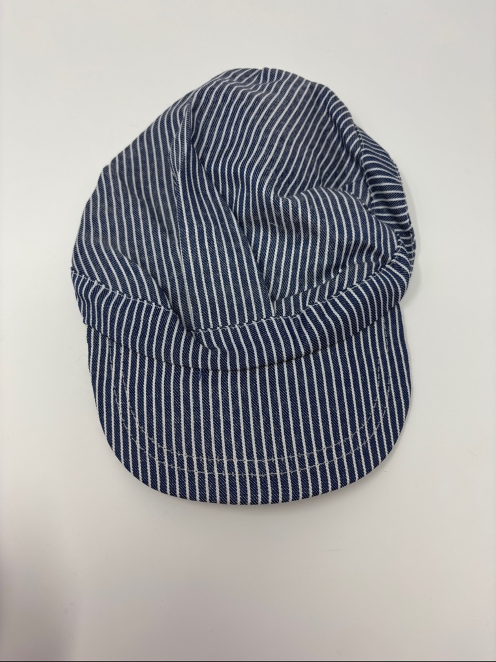 Striped Navy Blue and White Cotton Cap train conductor hat kids costume